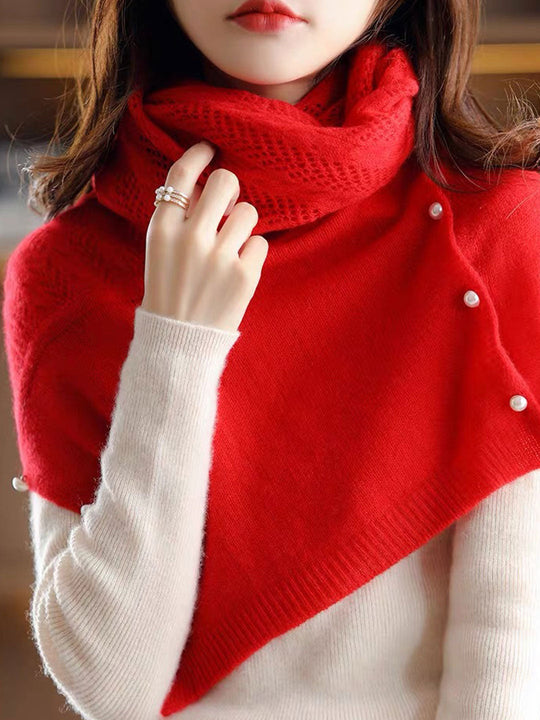 Heidi-Mode | Ausgehöhlter Strickcape Pullover Schal Detail