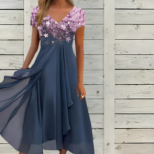 SCHÖNES MIDIKLEID AUS BLUMIGER SPITZE