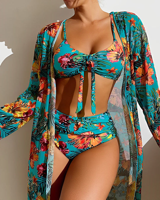Heidi-Mode | Tropische Blüte Bikini Satz für Damen Farbenfroh & Bequem