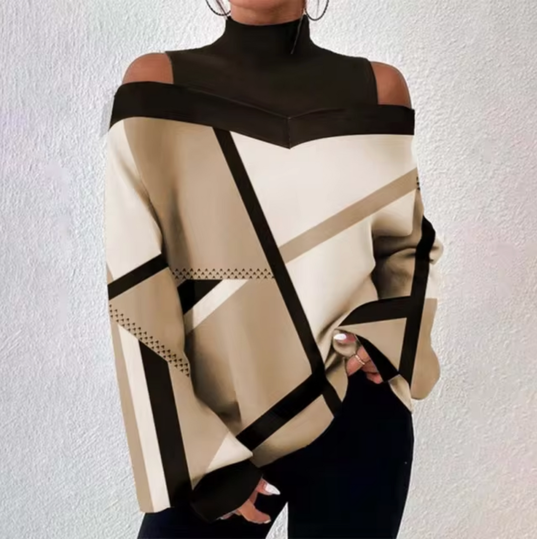 Heidi-Mode | Off-Shoulder-Bluse mit Rollkragen für Damen