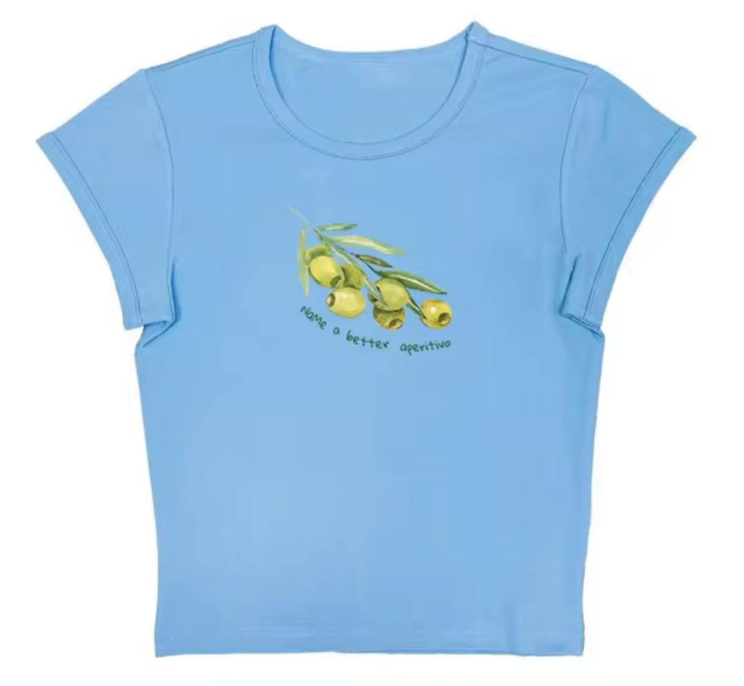 – Crop Top Shirts mit Olivenmuster
