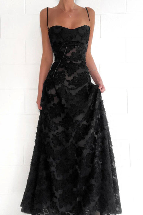Heidi-Mode | Gift Of Love Blumen Tie Back Maxi Kleid Schwarz
