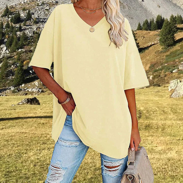 Lässiges Lockeres V-Ausschnitt T-Shirt