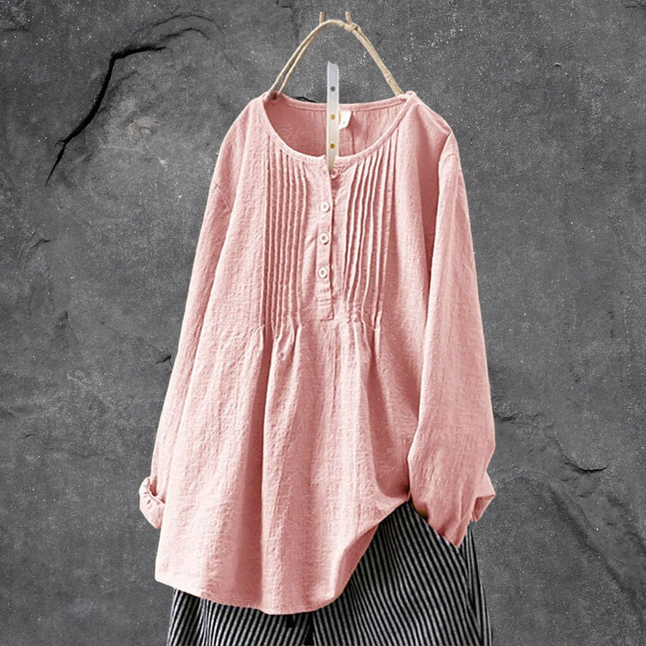 Heidi-Mode | Boho-Chic Bluse Shirt mit Knopfleiste und Rüschen