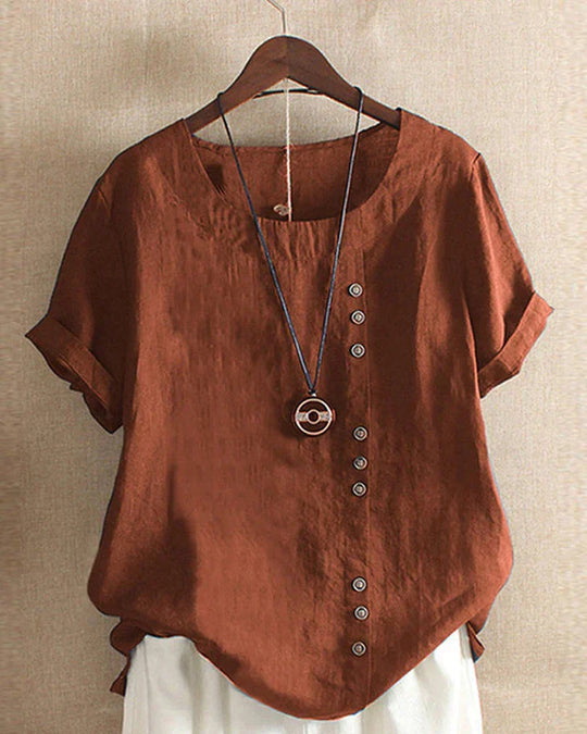 Heidi-Mode | Stilvolle Bluse mit Rundhalsausschnitt und Knöpfen