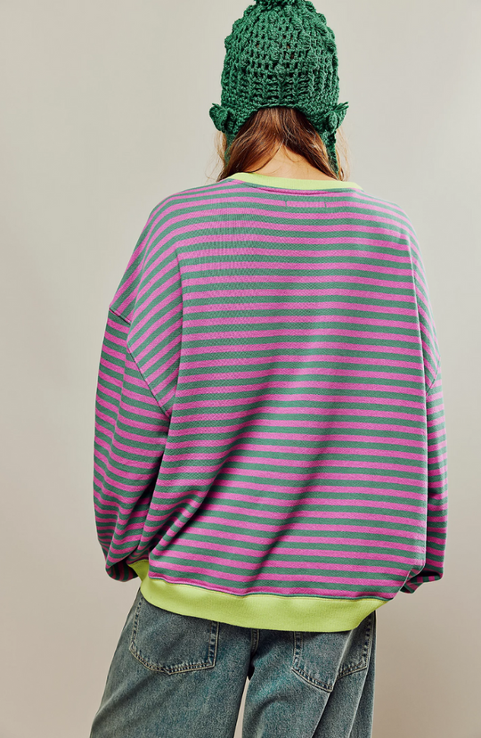 Heidi-Mode | Gestreifter Lässiger Strickpullover
