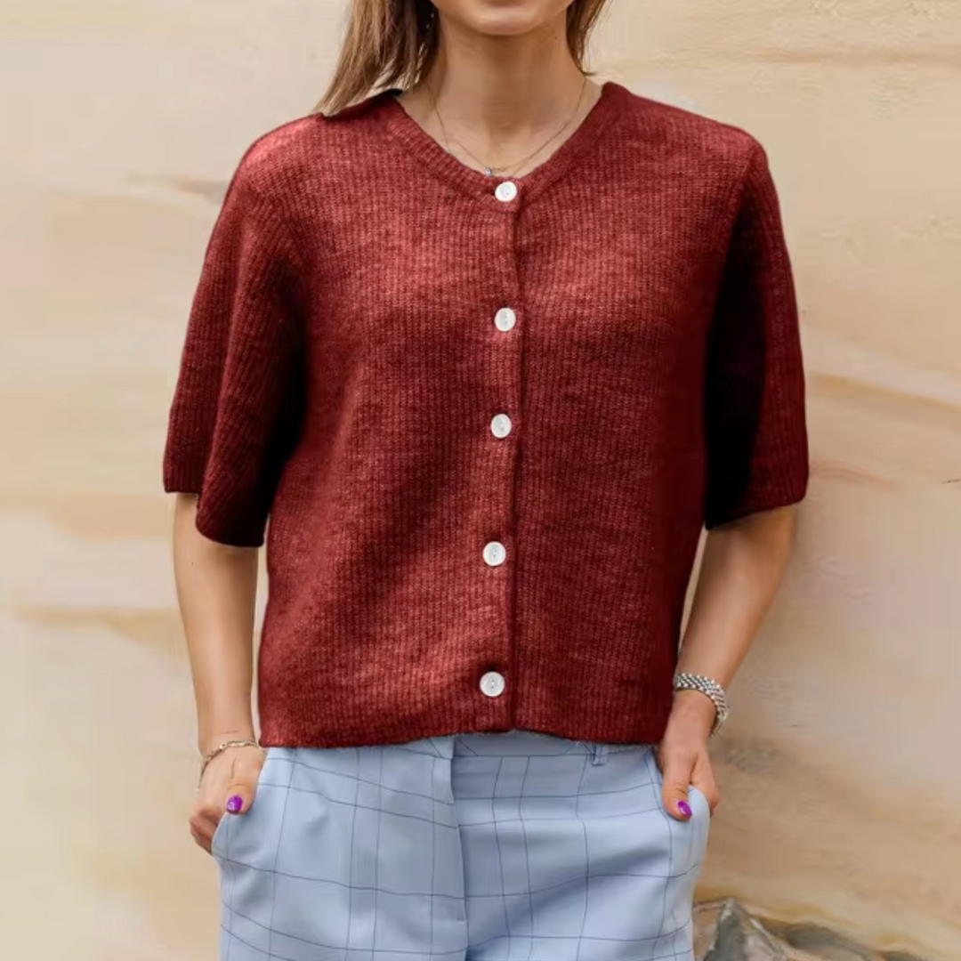 Heidi-Mode | Kurze Strick-Cardigan mit Knöpfen für Damen