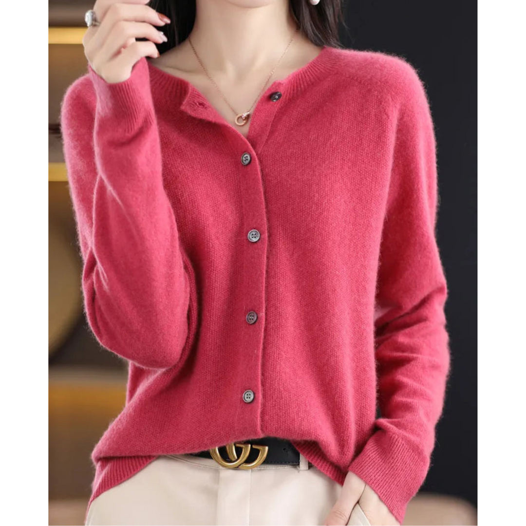 Heidi-Mode | Damen Rundhals Cardigan Pullover