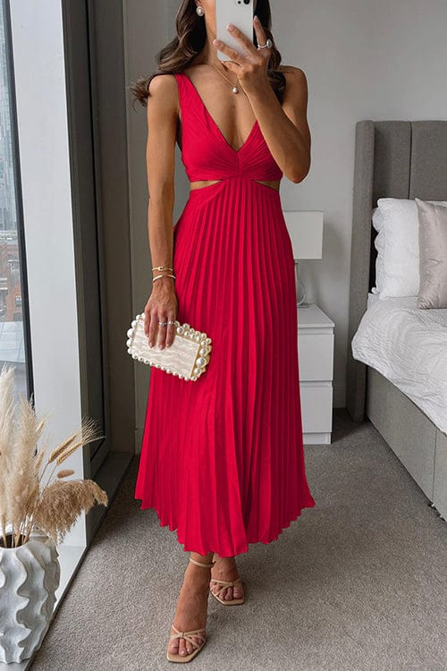 Heidi-Mode | Damen Plissee Satin Kleid
