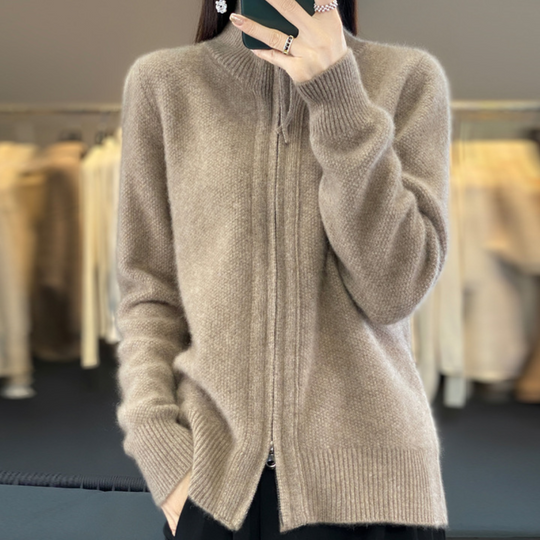Heidi-Mode | Strickjacke aus Wolle und Kaschmir mit Reißverschluss