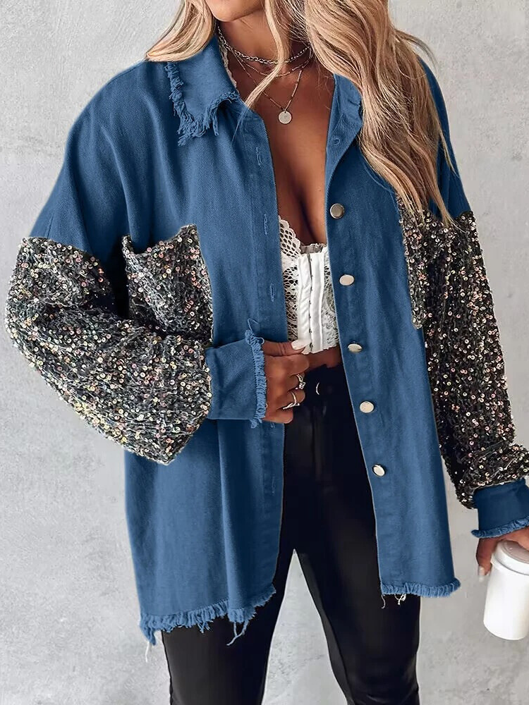 Heidi-Mode Jeansjacke mit Kontrastpailletten