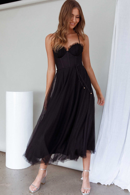 Heidi-Mode | Rare Beauty Tüll Rückenfreies Midi Kleid