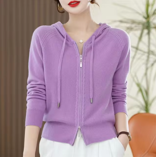 Heidi-Mode | Gestrickter Kaschmir Kapuzenpulli