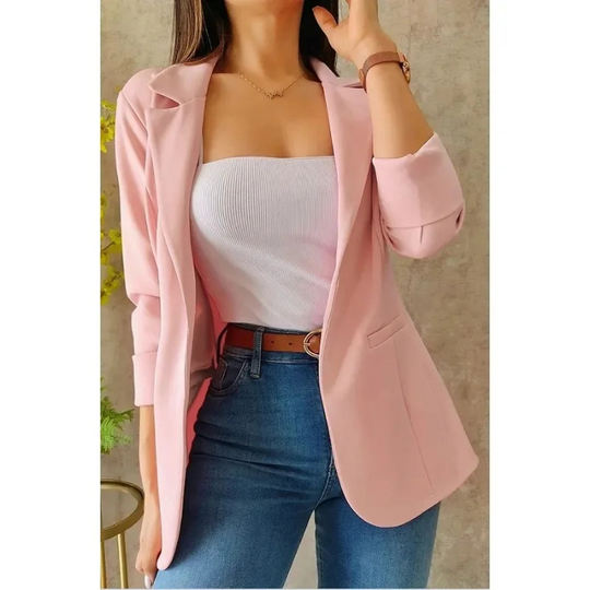 Heidi-Mode | Langer Damen Blazer mit Slim Fit und Aufgerollten Ärmeln