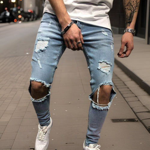 Premium zerrissener Jeansstoff