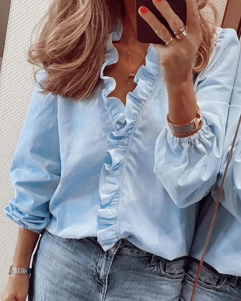 Heidi-Mode | Hals mit Rüschen Lange Ärmel für Damen