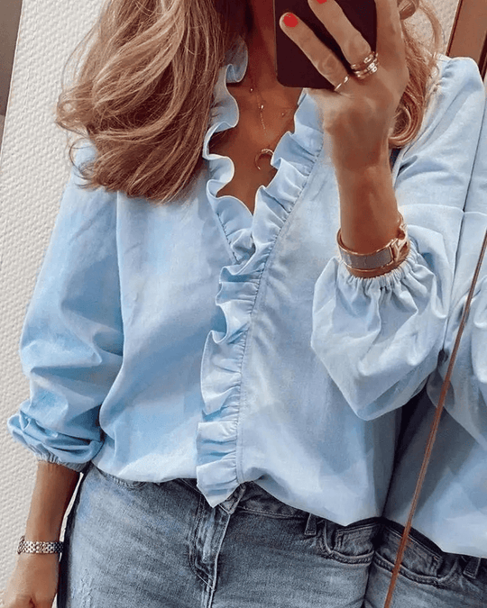 Heidi-Mode | Hals mit Rüschen Lange Ärmel für Damen