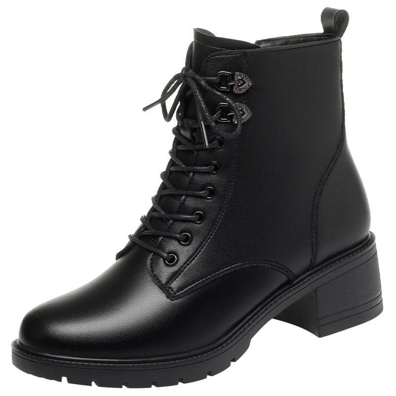 Heidi-Mode | Damenstiefel mit Schnalle und Nieten Design Stabiler Absatz