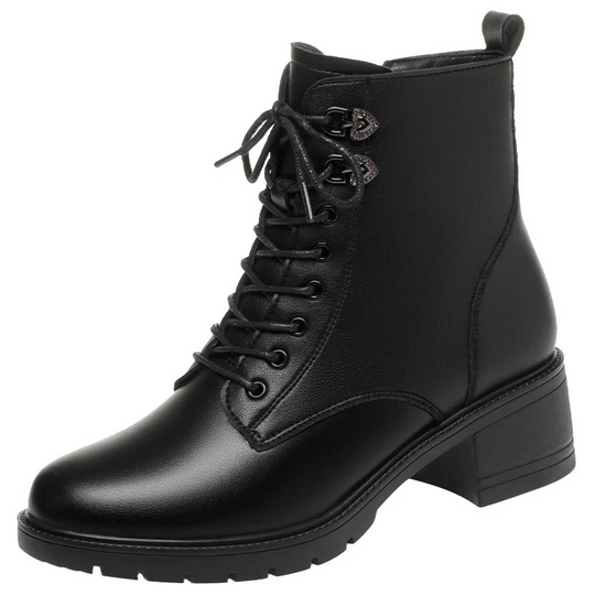 Heidi-Mode | Damenstiefel mit Schnalle und Nieten Design Stabiler Absatz