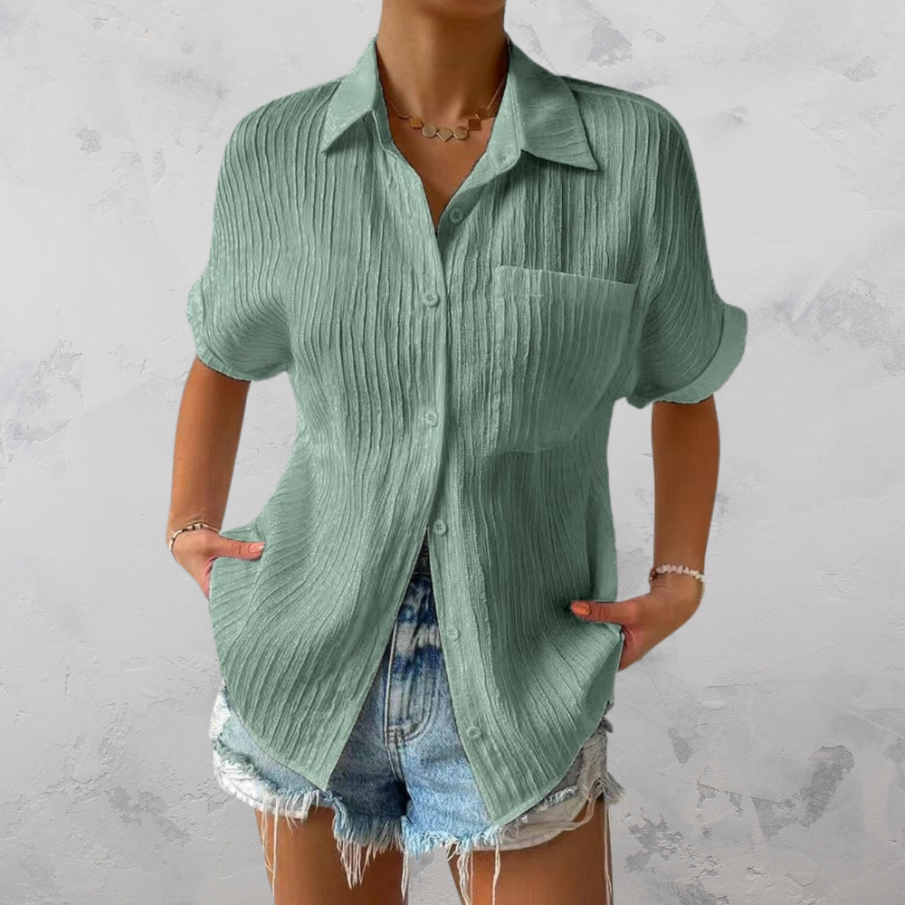 Heidi-Mode | Lässig Leichtgewicht Bluse mit Knopfverschluss für Damen