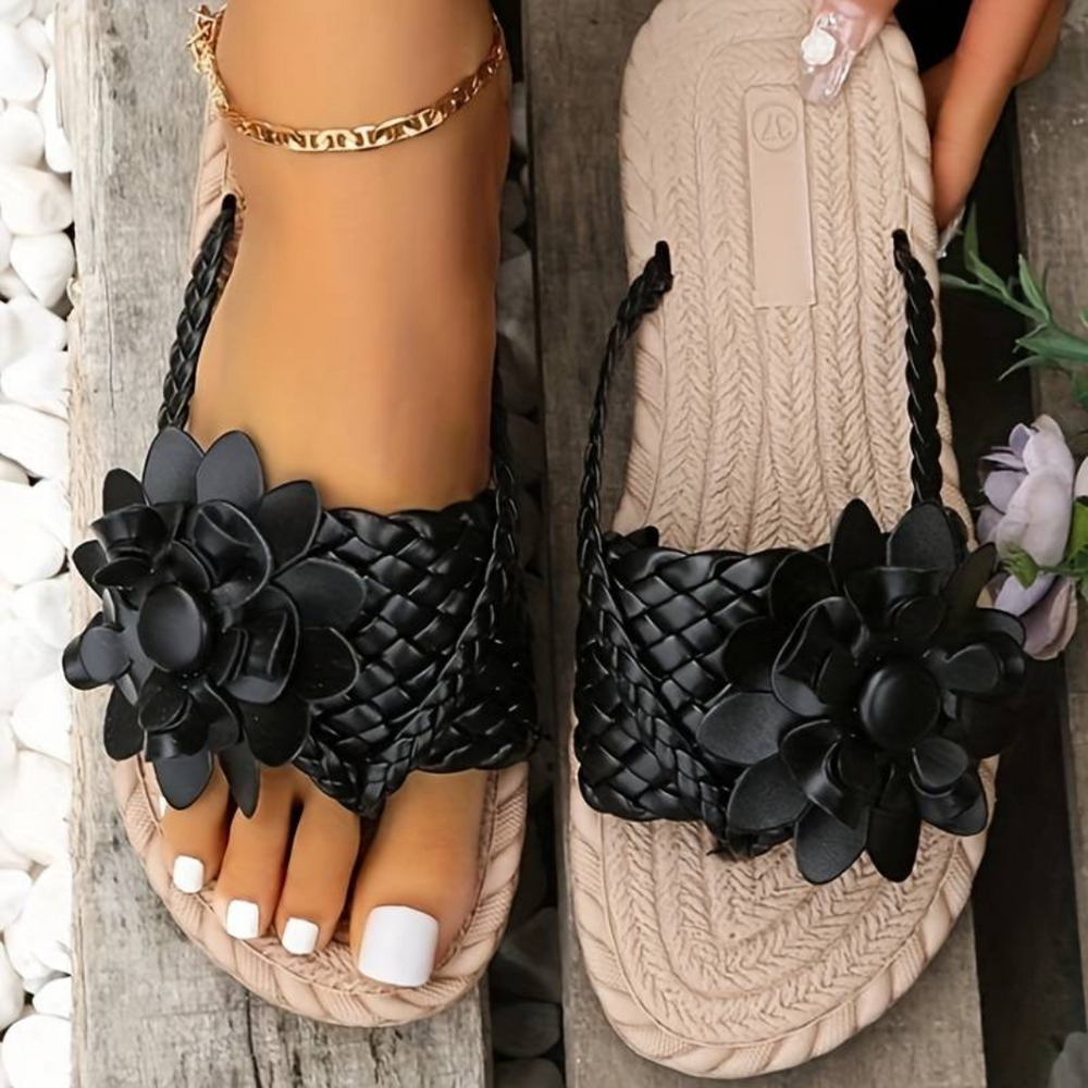 Heidi-Mode | Damen-Sandalen mit Offener Zehenspitze und Eleganten Geflochtenen Riemen