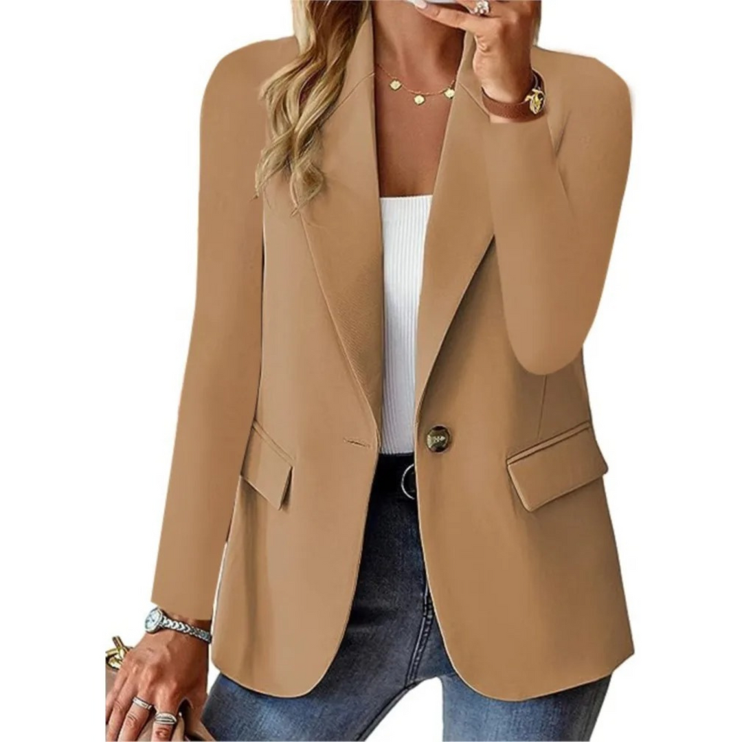 Heidi-Mode - Lässig Einfarbig Lange Ärmel Slim Tasche Schnalle Damen Blazer