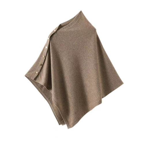 Heidi-Mode | Knopfdetail Poncho - Asymmetrisches Design mit Drapiertem Schnitt