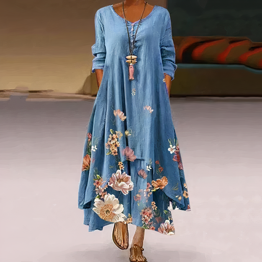 Heidi-Mode | Elegantes Kleid mit Raffinierten Details und Flatternder Schnitt
