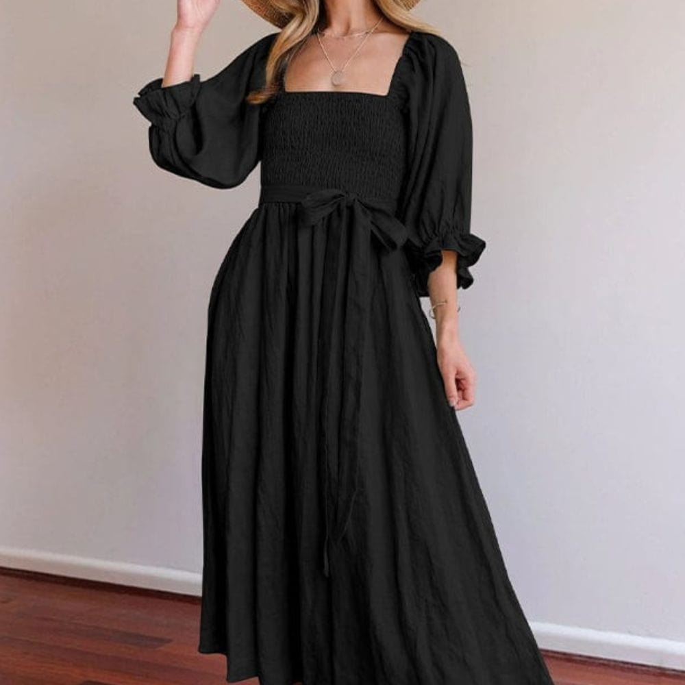 Heidi-Mode | Elegantes Off Shoulder Kleid mit Puffärmeln