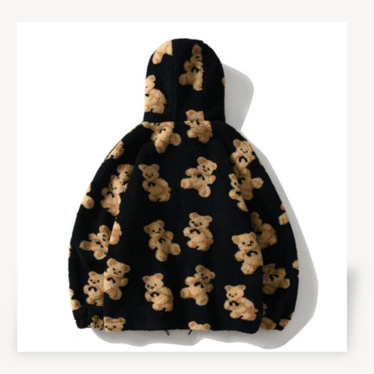 Heidi-Mode | Teddy Bear Muster Kapuzenjacke für Frauen