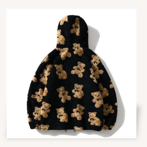 Heidi-Mode | Teddy Bear Muster Kapuzenjacke für Frauen