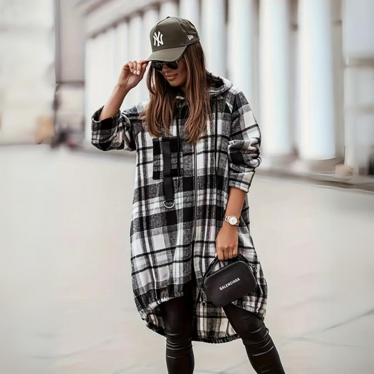 Heidi-Mode | Trendige Karierte Damen Strickjacke