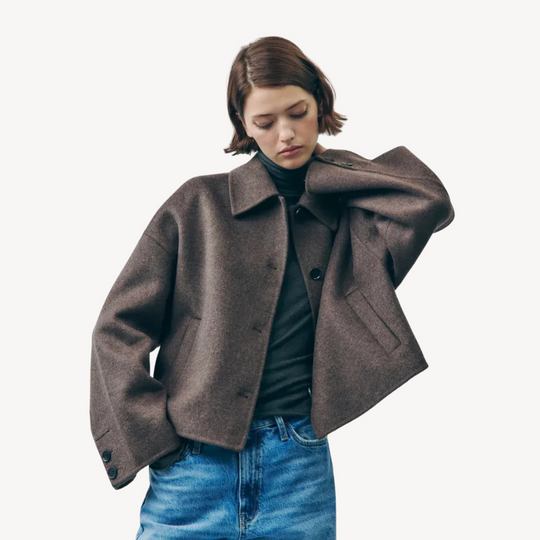 Heidi-Mode | Damen Braune Oversized Kurze Jacke