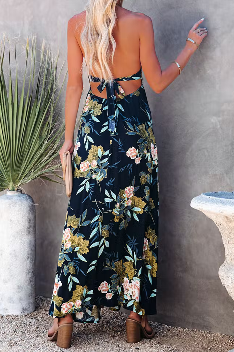 Heidi-Mode | Send Flowers Smocked Halterneck Maxikleid