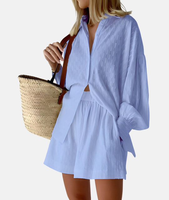 stoffen shirt en shortset