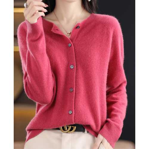 Heidi-Mode | Wolle Damen Strickjacke mit O-Ausschnitt