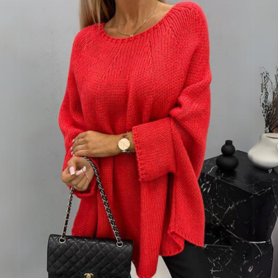 Damen gestrickter Schalpullover im Cape-Stil