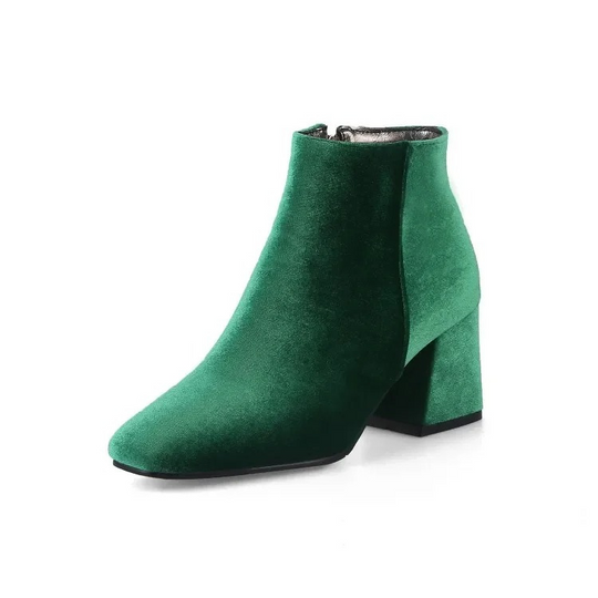 Heidi-Mode | Elegante Stiefeletten mit Quadratzehen und Hohem Absatz Damen Stiefeletten