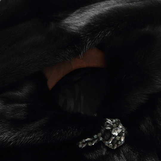 Heidi-Mode | Damen Schwarzer Kunstfell Kapuzen Wintermantel mit Langen Ärmeln