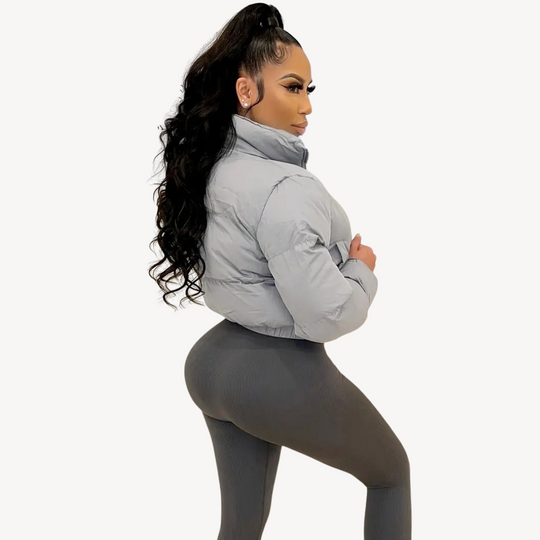 Heidi-Mode | Damen Cropped Puffer Zip Jacke