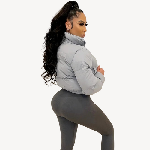 Heidi-Mode | Damen Cropped Puffer Zip Jacke