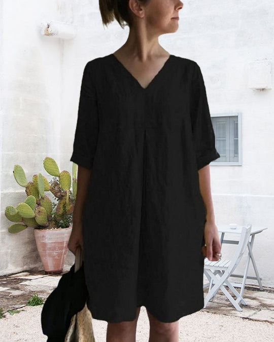 Heidi-Mode | Luftige Tunika Kleid mit V-Ausschnitt