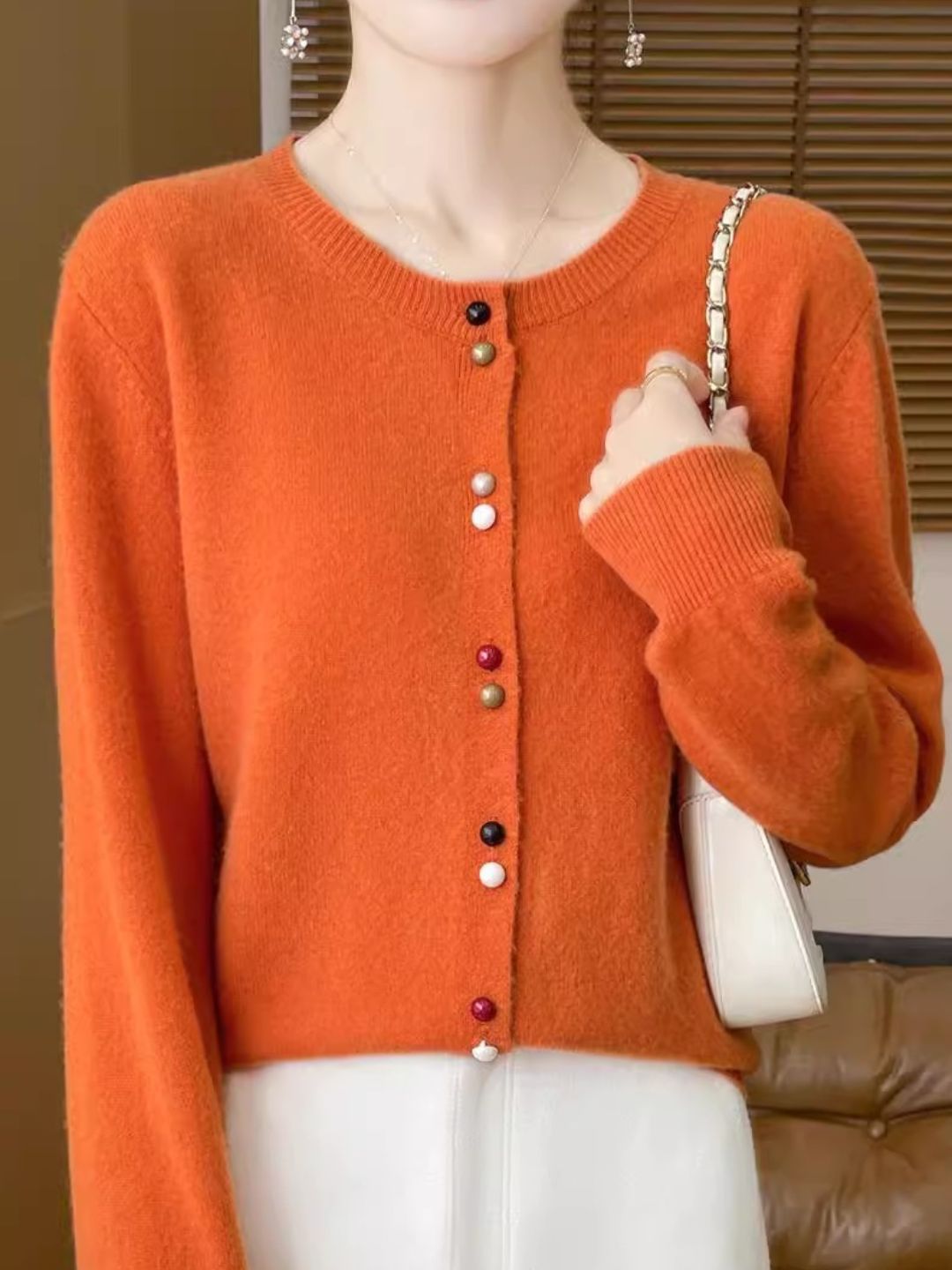 Heidi-Mode | Rundhals Einfarbiger Pullover Pink