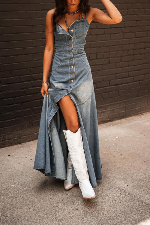Heidi-Mode | Schöne Composure Denim Maxi Kleid