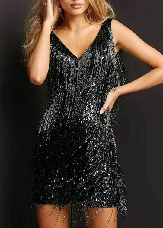 Heidi-Mode | Strahlendes Kleid mit Pailletten Diva für Frauen Elegant, Auffällig und Eng Anliegend Polyester