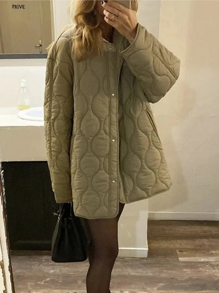 Heidi-Mode | Elegante Langarm-Steppjacke mit Ein-Knopf-Verschluss Ideal für Herbst/Winter