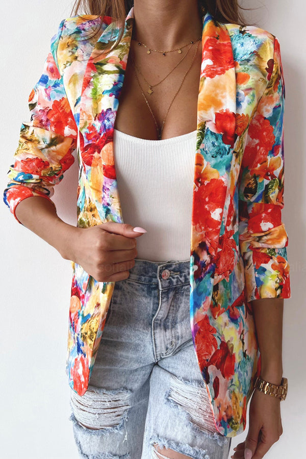 Heidi-Mode | Freie und Echte Florale Revers Freizeitanzug Blazer