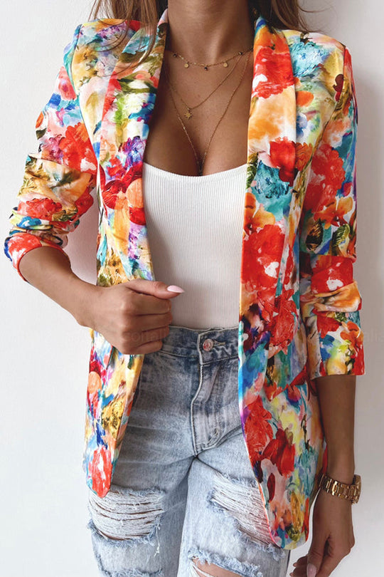 Heidi-Mode | Freie und Echte Florale Revers Freizeitanzug Blazer