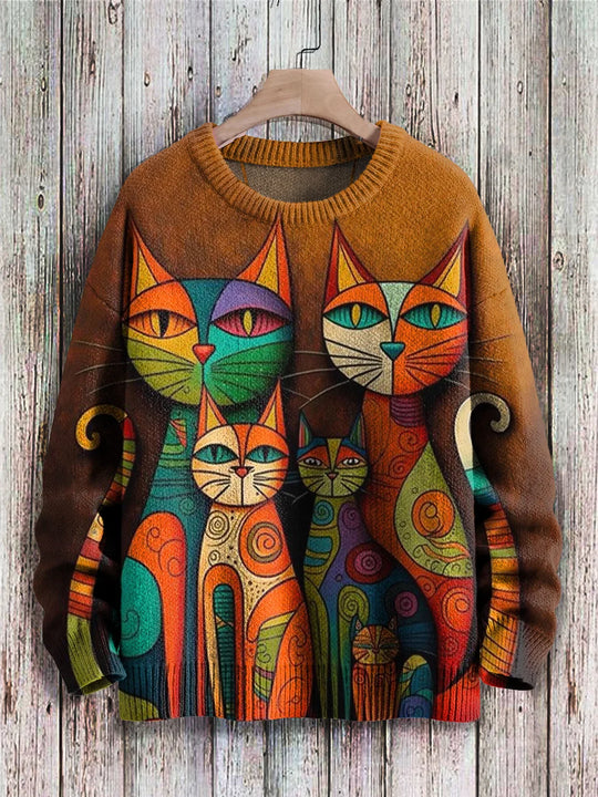 Heidi-Mode | Stijlvolle Sweater Met Kattenprint Voor Vrouwen