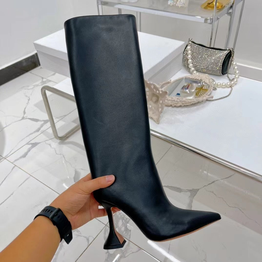 Heidi-Mode | Catwalk Serpentine Seitlicher Reißverschluss Spitz Frauen High Heels Schuhe